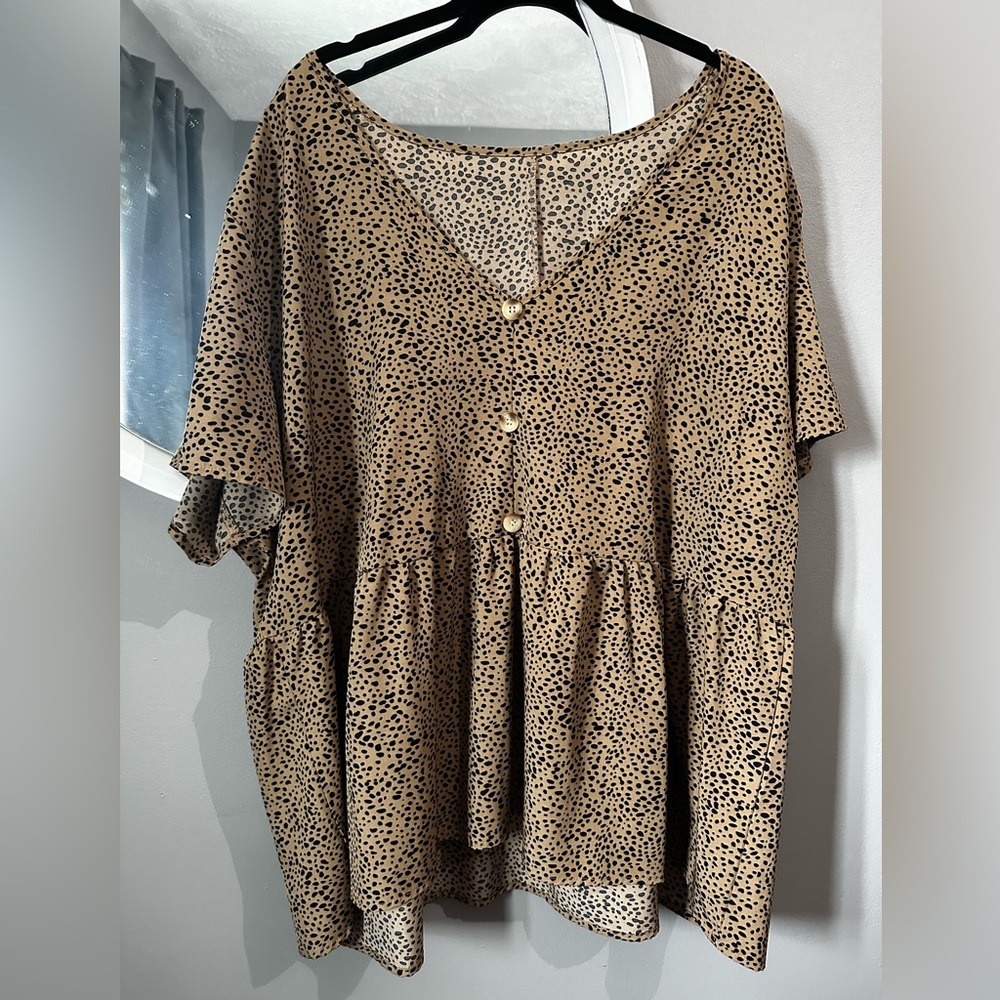 SHEIN Brown Tan V-Neck Blouse